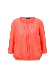 Kurzarmbluse GOLDNER "Kurzgr&ouml;&szlig;e Chiffon-Shirt mit 3/4-Arm, Rundhals", Damen, Gr. 21, orange (papaya), Obermaterial: 95% Viskose CV. 5% Elasthan EL., Casual, Gerade, Blusen Kurzarmbluse, keine/nicht relevant