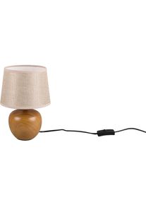 REALITY LEUCHTEN Schreibtischlampe "Luxor", braun (holzfarben), 1, &Oslash; 18cm H: 26cm, 1 Stk., Leuchten, Keramik Tischleuchte in Holzoptik, mit Stoffschirm, exkl 1xE14 max 40W, Schreibtischlampe