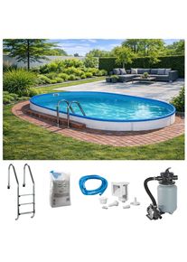 Ovalpool Konifera "Lanzarote I", wei&szlig;, B:250cm H:110cm L:450cm, Schwimmbecken, Ovalpool, 5-tlg., BxLxH: 250x450x110 cm