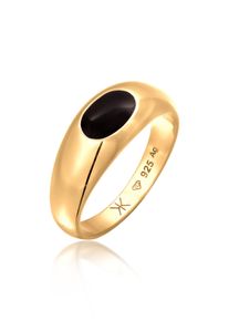 Siegelring Kuzzoi "Ring Siegelring Emaille Oval 925 Sterling Silber" Gr. 62, gold, Fingerringe, Herren, 62, ohne Stein, Silber 925 (Sterlingsilber), 9mm, Siegelring