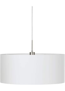 Eglo H&auml;ngeleuchte "PASTERI", wei&szlig; (wei&szlig;, nickelfarben), 1, &Oslash; 53cm, Leuchten, Lampe aus Stoff / &Oslash;53 x H110 cm / exkl. 1 x E27 (je max. 60W), H&auml;ngeleuchte