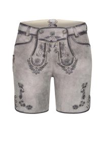 N&uuml;bler Trachtenlederhose N&Uuml;BLER "Lederhose kurz Tiana", Damen, Gr. 38, EURO, silber, Obermaterial: 100% Lammleder LEL., Hosen Trachtenlederhose