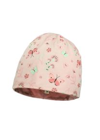 Beanie MaxiMo, Baby, Gr. 49/51, softrose, marmorrosa, Jersey, Obermaterial: 95% Baumwolle, 5% Elasthan, M&uuml;tzen Beanie, Schmetterling, Jersey, M&auml;dchen, Kids, &Uuml;bergang