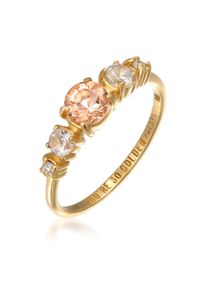 Silberring HAZE & GLORY "Ring Laborgez&uuml;chtete Diamanten (0.03 ct) Morganit 375 Gelbgold" Gr. 54, gold, Fingerringe, Damen, 54, Gelbgold 375, Silberring