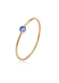 Silberring Elli "Ring Stacking Kristalle 925 Silber Vergoldet" Gr. 58, blau, Fingerringe, Damen, 58, Silber 925 (Sterlingsilber), Silberring