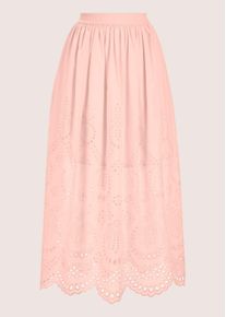 Madeleine Mode Midirock MADELEINE "Rock Rock mit Lochstickerei", Damen, Gr. 46, rosa (puderros&eacute;), Obermaterial: 100% Baumwolle CO., Modern, normal, R&ouml;cke Midirock