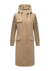 Kurzmantel Navahoo "Wintermantel Knit Babe 14", Damen, Gr. L, beige (sand beige), Obermaterial: 95% Polyester PES. 3% Viskose CV. 2% Modacryl MAC. Obermaterial: Futter: 100% Polyester PES., M&auml;ntel Kurzmantel