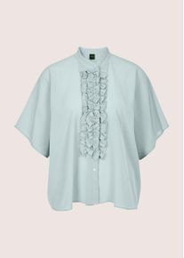 Madeleine Mode Kurzarmbluse MADELEINE "Blusenshirt Elegante Seidenbluse mit R&uuml;schen", Damen, Gr. 34, hellsalbeigr&uuml;n, Obermaterial: 67% Acetat CA. 33% Seide silk., Modern, gerade, Blusen Kurzarmbluse, Bluse Durchgekn&ouml;pft und mit R&uuml;schendetails