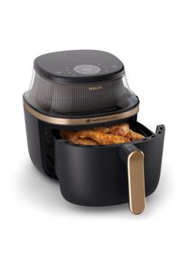Philips Hei&szlig;luftfritteuse "Airfryer 3000 NA332/00, mit 6.2L, Sichtfenster", schwarz (schwarz, kupfer), B:32,4cm H:30,3cm T:43,6cm, Fritteusen, RapidAir Plus Technologie und 16 Kochfunktionen; Schwarz/Kupfer, Hei&szlig;luftfritteuse