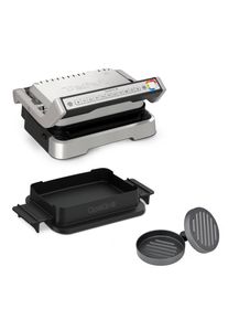 Kontaktgrill Tefal "GC774HP OptiGrill 4in1", silber (silberfarben), B:29cm H:41,2cm T:46,6cm, Kontaktgrill_Standgrill_Tischgrill_Teppanyakigrill, Kontaktgrill, inkl. Backschale, aufklappbar. Gratis: Hamburger Presse