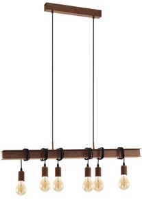Eglo Pendelleuchte "TOWNSHEND 4 H&auml;ngeleuchte, Stahl, Rostoptik, Retro, Vintage, E27", braun, 6, Leuchten, antik-braun, Metallbalken, Esszimmer, 6 flammig, 110x100,5x7cm, Pendelleuchte