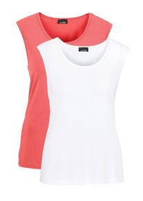 Tr&auml;gertop GOLDNER "Doppelpack aus weichem Viskose-Jersey", Damen, Gr. 54, orange (koralle, wei&szlig;), Obermaterial: 95% Viskose CV. 5% Elasthan EL., Basic, normal, Rollkante, Tops Tr&auml;gertop, Ohne