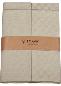 Geschirrtuch Ross "2er Set 907, zwei Geschirrt&uuml;cher in einer Banderole", braun (cappuccino), B:50cm L:70cm, 50% Baumwolle, 50% Leinen, Geschirrt&uuml;cher, Geschirrtuch, hochwertige Zwirn Halbleinen Geschirrt&uuml;cher, Ma&szlig;e je Tuch ca. 50x70 cm