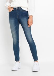 Skinny-fit-Jeans bonprix, Damen, Gr. 40, N-Gr, blau denim, Denim/Jeans, Obermaterial: 76% Baumwolle, 16% Polyester, 7% Viskose, 1% Elasthan, skinny fit, Jeans Skinny-fit-Jeans, Skinny-fit-Passform, verk&uuml;rztes 7/8-Bein, mit Five-Pocket-Style