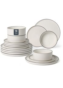 Geschirr-Set OTTO HOME "Ylvii, au&szlig;en matt, innen gl&auml;nzend", wei&szlig;, 18, Steinzeug, Geschirr-Sets, Geschirr-Set, sp&uuml;lmaschinenfest und mikrowellengeeignet