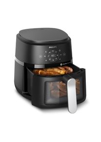 Philips Hei&szlig;luftfritteuse "Airfryer 2000 NA221/00, mit 4.2L, Sichtfenster", schwarz (schwarz, silber), B:27,3cm H:29,3cm T:36,8cm, Fritteusen, RapidAir Technologie und 13 Kochfunktionen; Schwarz/Silber, Hei&szlig;luftfritteuse