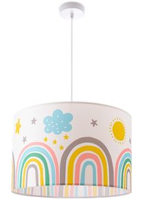 Paco Home Pendelleuchte "Tweet 462", wei&szlig;, 1, &Oslash; 45,5cm H: 27cm, Leuchten, Lampe Kinderzimmer Deckenlampe Regenbogen Sonne Wolken Sterne E27, Pendelleuchte