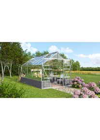 Gew&auml;chshaus Vitavia "Cassandra 11500", silber (silberfarben), B:257cm H:248,9cm T:447,5cm, Gew&auml;chsh&auml;user, Gew&auml;chshaus, Alu-Profile, Trockenmauersteine, 3 mm Sicherheitsglas