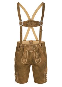 N&uuml;bler Trachtenlederhose N&Uuml;BLER "Lederhose kurz Bazi", Herren, Gr. 54, EURO, braun, Obermaterial: 100% Lammleder LEL., Hosen Trachtenlederhose