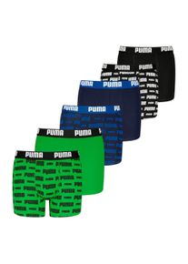 Boxershorts Puma "Boxershort Everyday Logo Print Boxers ECOM 6P 6er Pack", Jungen, Gr. 146-152, bunt (schwarz, blau, gr&uuml;n), Obermaterial: 95% Baumwolle CO. 5% Elasthan EL., Unterhosen Boxershorts