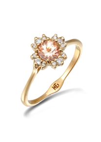 Verlobungsring HAZE & GLORY "Ring Diamant Morganit Verlobungsring 375 Gelbgold" Gr. 52, gold, Fingerringe, Damen, 52, Gelbgold 375, Verlobungsring