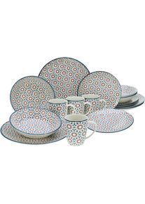 Kombiservice Creatable "Stella", bunt (mehrfarbig), 16 Stk., Steingut, Geschirr-Sets, Kombiservice, orientalisch mediterraner Stil