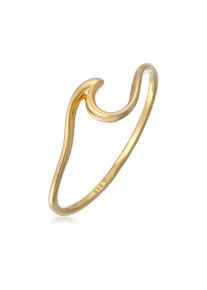Silberring Elli Premium "Ring Wellen Wave Strand Maritim 375 Gelbgold" Gr. 56, gold, Fingerringe, Damen, 56, Gelbgold 585, Silberring