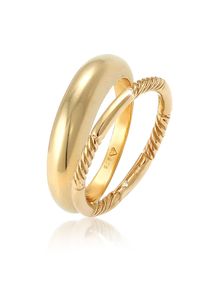 Ring-Set Elli "Ring Bandring Gedreht Basic Set (2 tlg) 925 Silber" Gr. 56, gold, Fingerringe, Damen, 56, Silber 925 (Sterlingsilber), Ring-Set