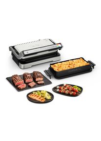 Kontaktgrill Tefal "OptiGrill 4in1 XL, Grill/Barbeque/Backofen/komplette Mahlzeit", silber, B:29,8cm H:41,2cm T:50,7cm, Kontaktgrill_Standgrill_Tischgrill_Teppanyakigrill, Kontaktgrill, f&uuml;r bis zu 8 Personen, sp&uuml;lmaschinenfeste Platten und Schalen, GC784D