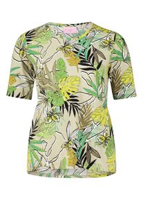 T-Shirt Betty Barclay "Basic Shirt mit Blumenprint", Damen, Gr. 44, bunt (gr&uuml;n, khaki), Obermaterial: 95% Baumwolle CO. 5% Elasthan EL., Shirts T-Shirt