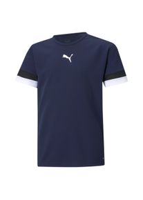 Fu&szlig;balltrikot Puma "TEAMRISE JERSEY JR", Kinder, Gr. 176, blau (peacoat, Puma schwarz, Puma wei&szlig;), Netz, Obermaterial: 100% Polyester, unifarben, slim fit normal, Rundhals, Trikots Fu&szlig;balltrikot, Fu&szlig;ball, Kurzarm, mit Rundhalsausschnitt, mit DryCELL Technologie
