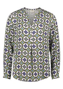 Klassische Bluse Cartoon "Casual-Bluse mit Kn&ouml;pfen", Damen, Gr. 38, bunt (blau, gr&uuml;n), Obermaterial: 100% Viskose CV., Blusen Klassische Bluse
