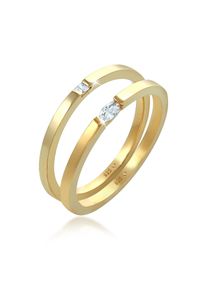 Ring-Set Elli "Ring Ring Solit&auml;r Zirkonia Klassik Set 925 Silber" Gr. 52, gold, Fingerringe, Damen, 52,mit Stein, Silber 925 (Sterlingsilber), 4mm, Ring-Set