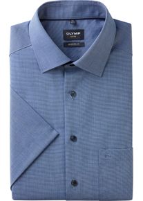 Kurzarmhemd OLYMP, Herren, Gr. 42, N-Gr, blau (nachtblau), Obermaterial: 100% Baumwolle, unifarben, schmal h&uuml;ftlang, abgesteppt, Hemden Kurzarmhemd, mit Brusttasche