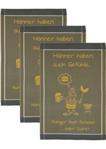 Geschirrtuch Ross "M&auml;nner haben auch Gef&uuml;hle&hellip; Hunger zum Beispiel oder Durst", braun (braun, orange), B:50cm L:70cm, 100% Baumwolle, Geschirrt&uuml;cher, Geschirrtuch, Spr&uuml;chetuch, aus 100% Baumwolle