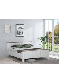 Bettgestell FORTE "Iloppa, klassischer Landhausstil, Belastbarkeit 220 KG", braun (schnee eiche, nelson eiche, schnee eiche, nelson eiche, schnee eiche, nelson eiche), B:193cm L:210,4cm, Betten, Bettgestell, rustikaler Look