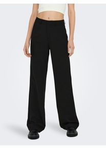 Anzughose Only "ONLBERRY LIFE HW WIDE PANT TLR NOOS", Damen, Gr. 38 (M), N-Gr, schwarz, Twill, Obermaterial: 87% Polyester, 13% Elasthan, unifarben, lang, Hosen Anzughose, mit Stretch