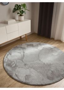 benuta Basic Tapis en fausse fourrure Furry Gris clair diam&egrave;tre 160 cm