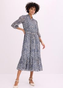 Abito chemisier in chiffon, Blu, Taglia 52, bonprix