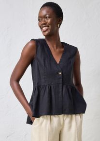 Gilet in puro lino, Nero, Taglia 44, bonprix