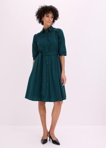 Abito chemisier con pizzo e fusciacca, Verde, Taglia 42, bonprix