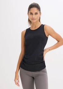 Top per sport con arricciatura ad asciugatura rapida, Nero, Taglia 46/48 (M), bonprix