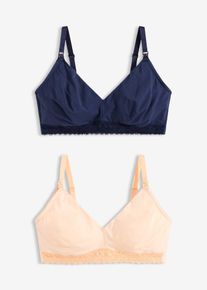 Reggiseno da allattamento senza ferretto con cotone biologico (pacco da 2), rosa, Taglia 75B, bonprix