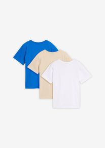 T-shirt in puro cotone biologico (pacco da 3), Blu, Taglia 128, bonprix