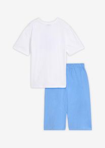 T-shirt loose fit e pantaloni corti in jersey di puro cotone biologico (set 2 pezzi), Bianco, Taglia 158, bonprix