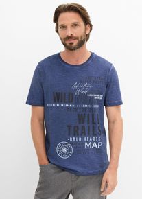T-shirt in puro cotone biologico con effetto lavato, Blu, Taglia 64/66 (3XL), bonprix