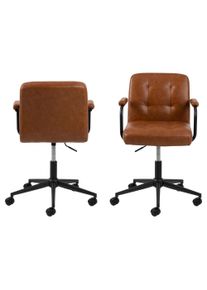 Schreibtischstuhl ACTONA GROUP "Cosmo Drehstuhl", braun (cognac), B:56cm H:88,5cm T:59cm, 100% PU, St&uuml;hle, Schreibtischstuhl, Kunstleder, 5-Sterne-Fu&szlig;kreuz, Drehfunkt., Sitzh&ouml;he: 47-57cm