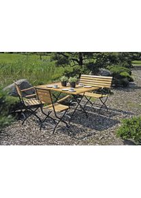 Garten-Essgruppe Garden Pleasure "WIEN", braun (braun, schwarz, braun, schwarz), B:280cm H:89cm T:120cm, FSC-zertifiziertes Massivholz, Stahl, Sitzm&ouml;bel-Sets, Garten-Essgruppe, mit praktischer Klappfunktion