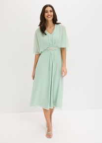 bonprix Chiffonkleid mit Strassstein-Applikation, gr&uuml;n, Gr.40, Weitschwingendes Midikleid aus feinem Chiffon mit einer Strasssteinapplikation in der Taille