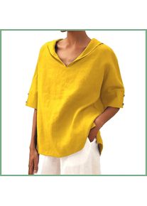 Women's Loose V-Neck Cotton Linen Shirt 2026, Casual Elegant Summer Blouse Office Wear (Characters: 68)